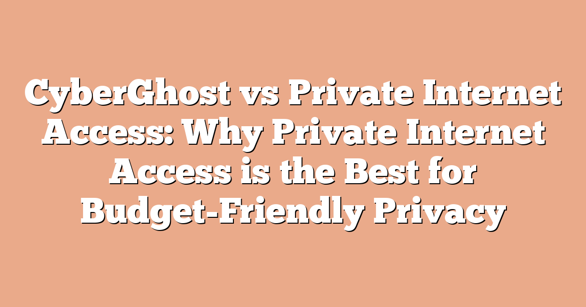 CyberGhost vs Private Internet Access: Why Private Internet Access is the Best for Budget-Friendly Privacy