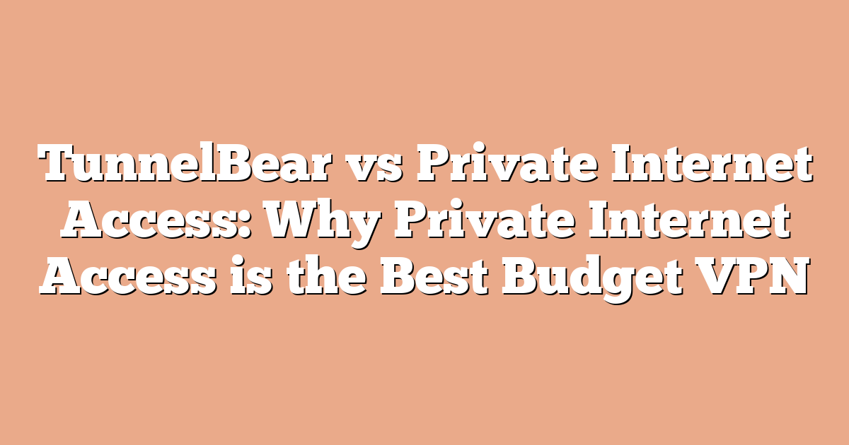 TunnelBear vs Private Internet Access: Why Private Internet Access is the Best Budget VPN