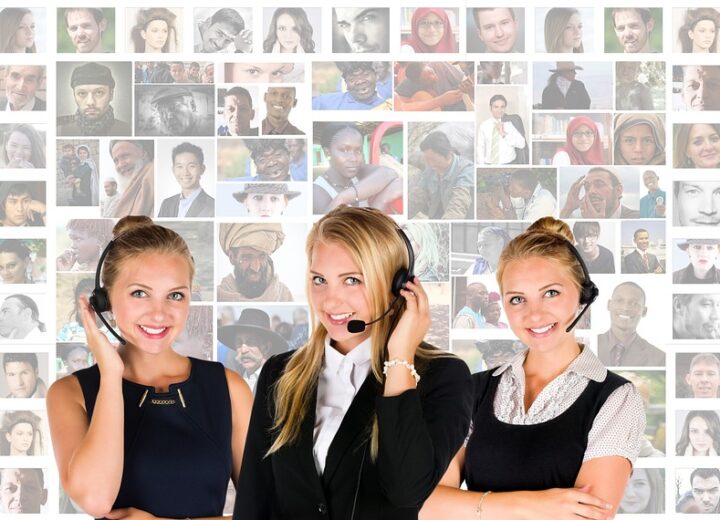 Illustration of various customer support software interfaces