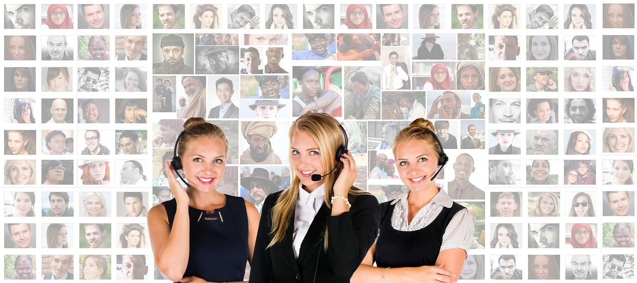 Illustration of various customer support software interfaces