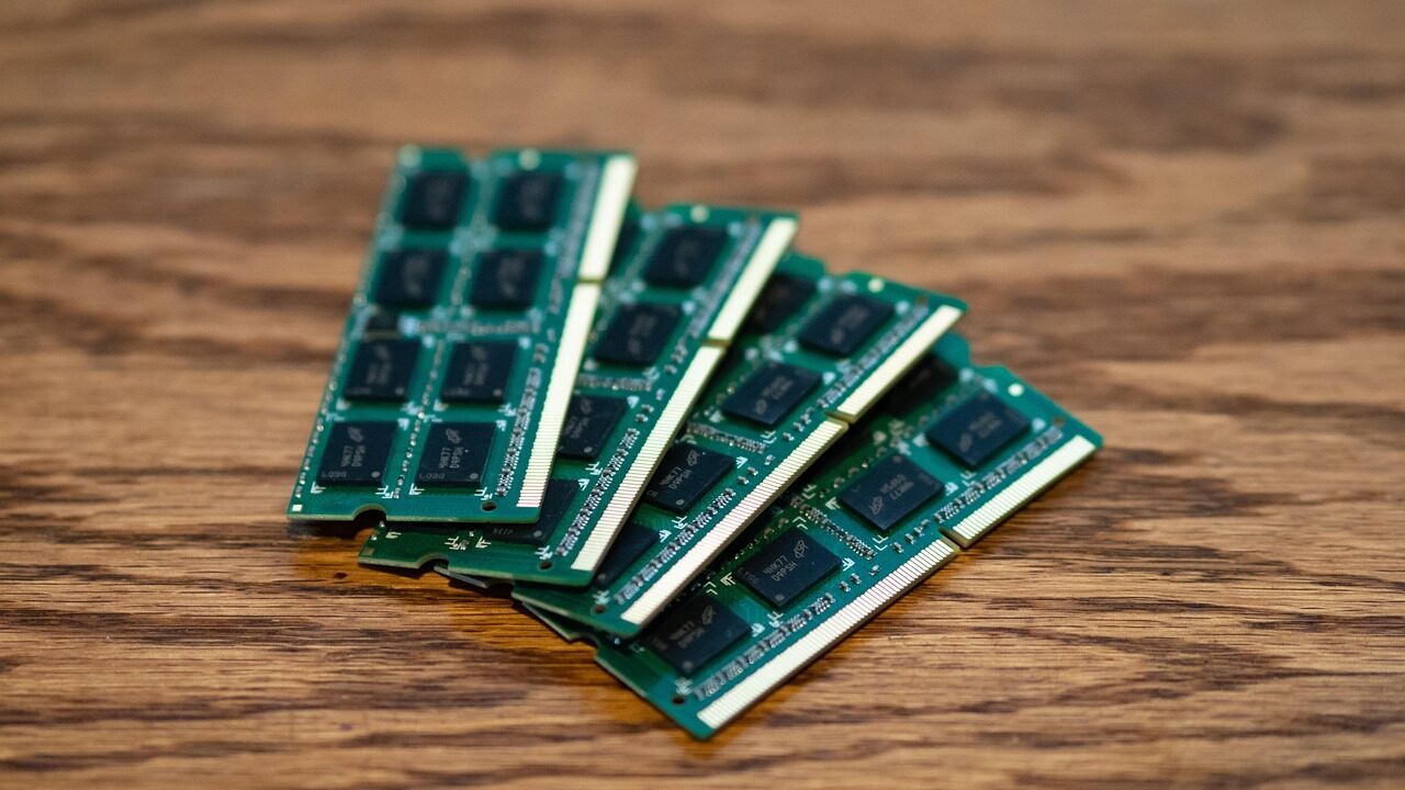 Apple logo with memory chips and market impact visuals