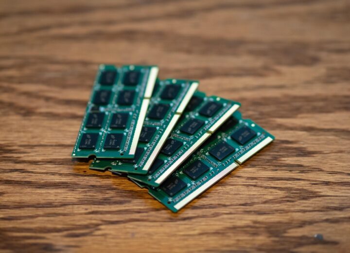 Apple logo with memory chips and market impact visuals