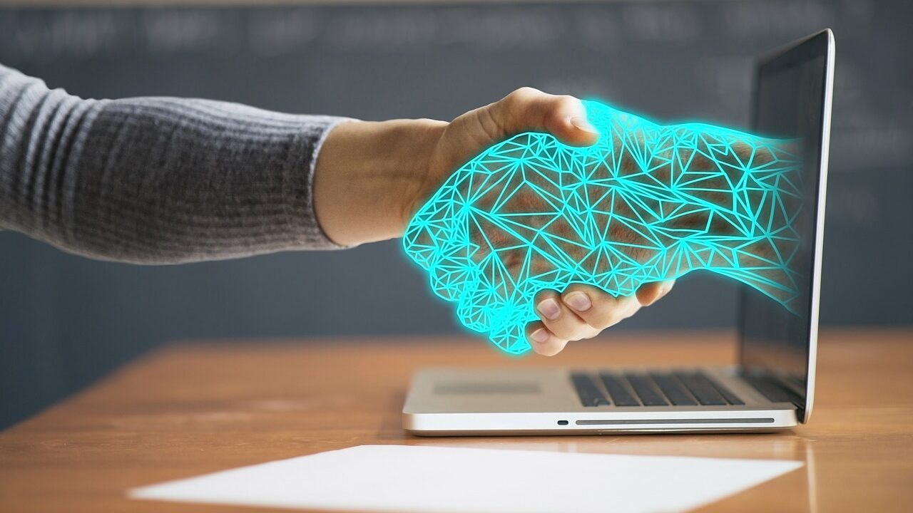 Futuristic AI technology integrating into business workflows