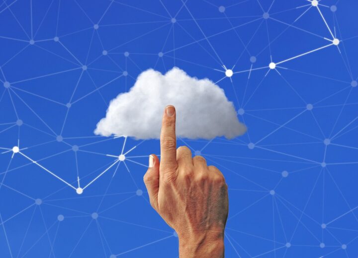 Illustration of cloud computing with warning symbols indicating potential risks to SaaS industry